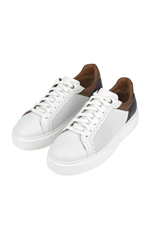 Ziya, Erkek Hakiki Deri Sneaker 1411026ZH88 Beyaz
