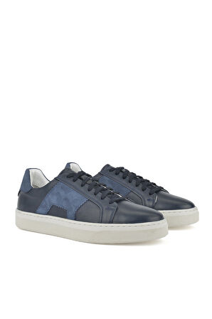 Ziya, Erkek Hakiki Deri Sneaker 1431026Z205 Lacivert