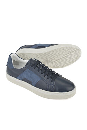 Ziya, Erkek Hakiki Deri Sneaker 1431026Z205 Lacivert