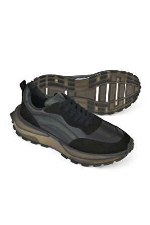 Ziya, Erkek Hakiki Deri Sneaker 1431042Z7015 Siyah