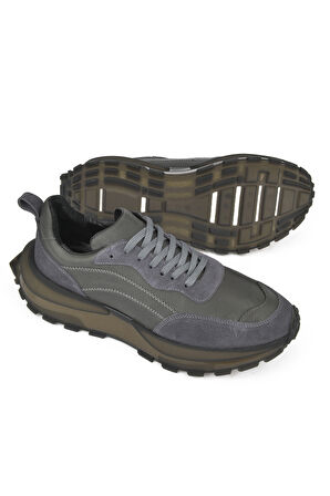 Ziya, Erkek Hakiki Deri Sneaker 1431042Z7015 Gri