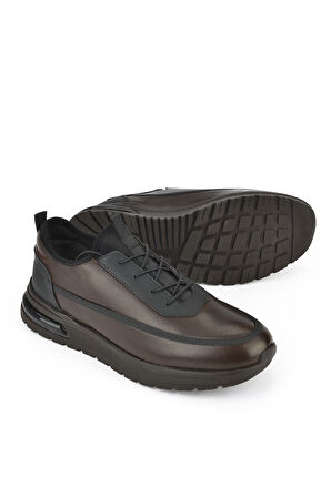 Ziya, Erkek Hakiki Deri Sneaker 1431024Z5404 Kahve