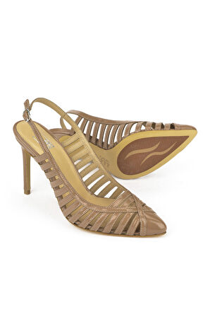 Ziya, Kadın Hakiki Deri Topuklu Ayakkabı 1511030Z2532 Koyu Bej