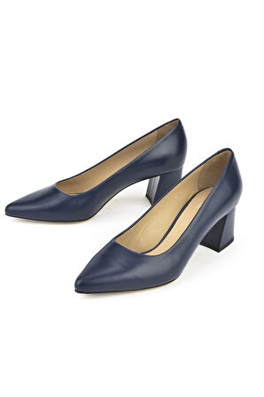 Ziya, Kadın Hakiki Deri Topuklu Ayakkabı 1511030Z974 Lacivert