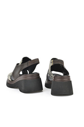 Ziya, Kadın Hakiki Deri Topuklu Sandalet 151992Z64001 Kahve