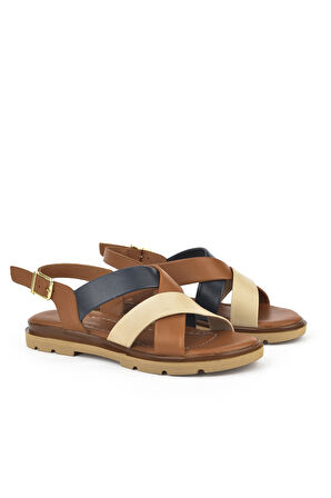 Ziya, Kadın Hakiki Deri Sandalet 1511032Z8302 Taba