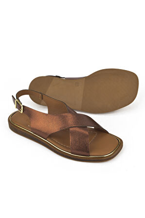 Ziya, Kadın Hakiki Deri Sandalet 1511032Z11500 Bronz