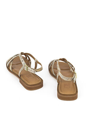 Ziya, Kadın Hakiki Deri Sandalet 1511047Z16213 Bej-Yılan