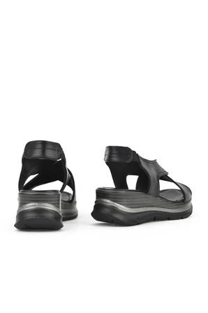 Ziya, Kadın Hakiki Deri Dolgu Topuk Sandalet 1511020Z2562 Siyah