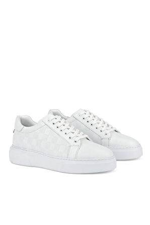 Ziya, Erkek Hakiki Deri Sneaker 1511026Z412 Beyaz