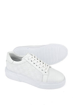 Ziya, Erkek Hakiki Deri Sneaker 1511026Z412 Beyaz