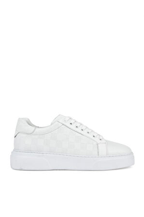 Ziya, Erkek Hakiki Deri Sneaker 1511026Z412 Beyaz