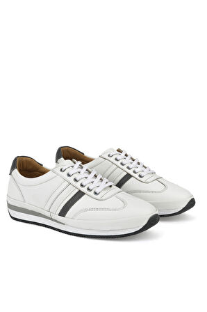 Ziya, Erkek Hakiki Deri Sneaker 1511002Z060 Beyaz