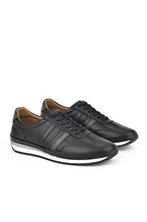 Ziya, Erkek Hakiki Deri Sneaker 1511002Z060 Siyah