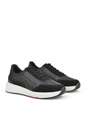 Ziya, Erkek Hakiki Deri Sneaker 151423Z520 Siyah
