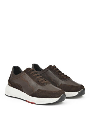 Ziya, Erkek Hakiki Deri Sneaker 151423Z520 Kahve
