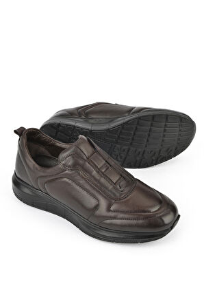 Ziya, Erkek Hakiki Deri Konfor Ayakkabı 151123Z3658 Kahve