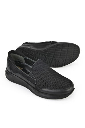 Ziya, Erkek Hakiki Deri Konfor Ayakkabı 151123Z3680 Siyah