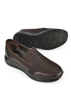 Ziya, Erkek Hakiki Deri Konfor Ayakkabı 151123Z3680 Kahve