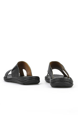 Ziya, Erkek Hakiki Deri Konfor Terlik 1511052Z0321 Siyah