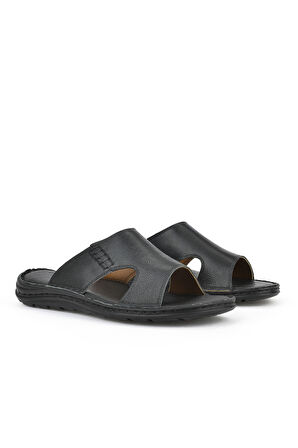 Ziya, Erkek Hakiki Deri Konfor Terlik 1511052Z0321 Siyah