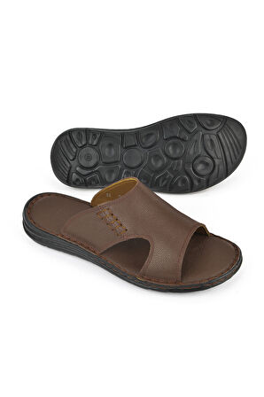 Ziya, Erkek Hakiki Deri Konfor Terlik 1511052Z0321 Kahve