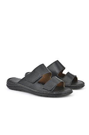 Ziya, Erkek Hakiki Deri Konfor Terlik 1511052Z0315 Siyah