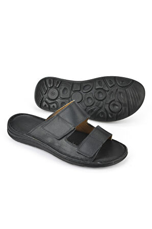 Ziya, Erkek Hakiki Deri Konfor Terlik 1511052Z0315 Siyah