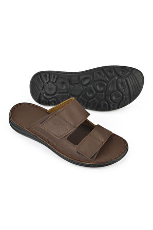 Ziya, Erkek Hakiki Deri Konfor Terlik 1511052Z0315 Kahve