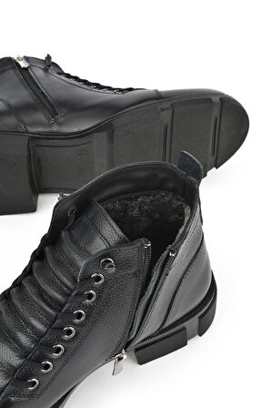 Ziya, Erkek Hakiki Deri Kürklü Bot 153999Z001 Siyah