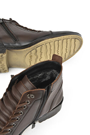 Ziya, Erkek Hakiki Deri Kürklü Bot 153999Z0013 Kahve