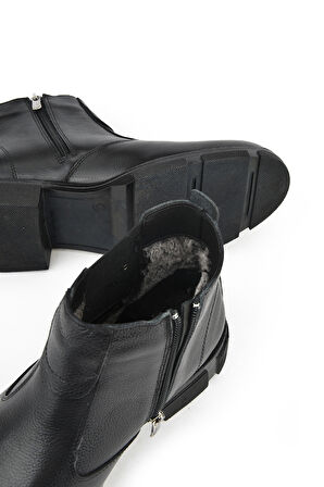 Ziya, Erkek Hakiki Deri Kürklü Bot 153999Z0171 Siyah