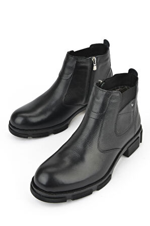 Ziya, Erkek Hakiki Deri Kürklü Bot 153999Z0171 Siyah