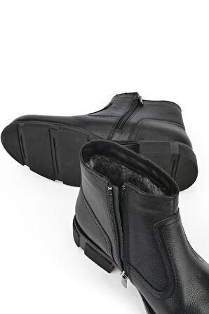 Ziya, Erkek Hakiki Deri Kürklü Bot 153999Z044 Siyah