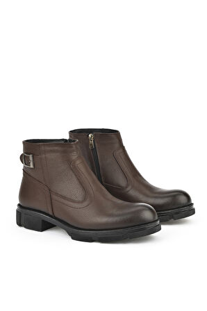 Ziya, Erkek Hakiki Deri Kürklü Bot 153999Z044 Kahve