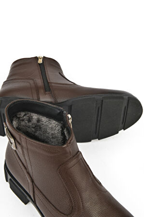 Ziya, Erkek Hakiki Deri Kürklü Bot 153999Z044 Kahve