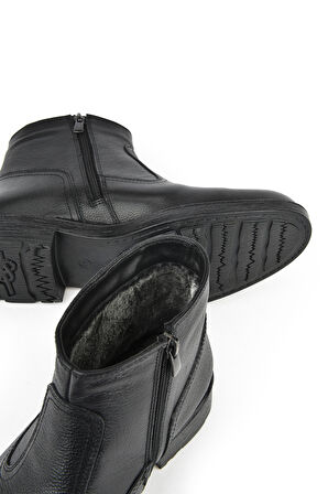 Ziya, Erkek Hakiki Deri Kürklü Bot 153999Z0442 Siyah