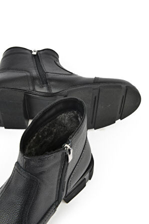 Ziya, Erkek Hakiki Deri Kürklü Bot 153999Z0441 Siyah