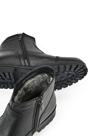Ziya, Erkek Hakiki Deri Kürklü Bot 153999Z04412 Siyah