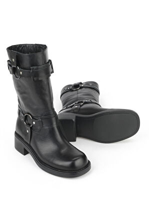 Ziya, Kadın Hakiki Deri Çizme 1531022Z7619 Siyah