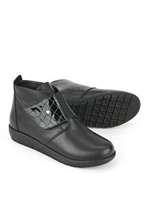 Ziya, Kadın Hakiki Deri Konfor Bot 1531022Z7551 Siyah