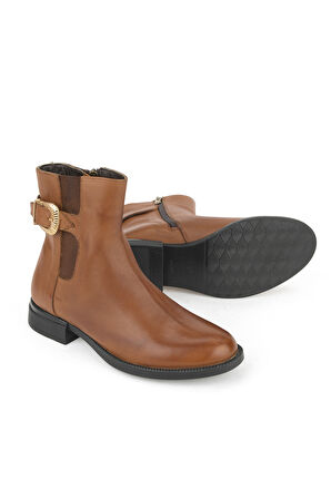 Ziya, Kadın Hakiki Deri Bot 1531022Z7614 Taba