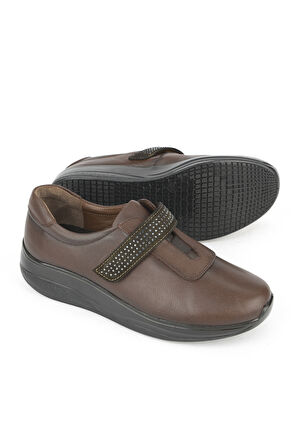 Ziya, Kadın Hakiki Deri Konfor Ayakkabı 15355Z2417 Kahve