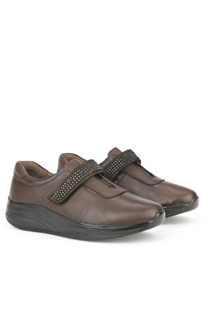 Ziya, Kadın Hakiki Deri Konfor Ayakkabı 15355Z2417 Kahve