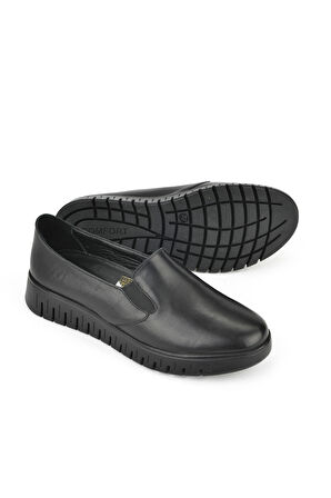 Ziya, Kadın Hakiki Deri Konfor Ayakkabı 15355Z2765 Siyah