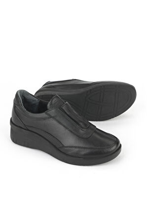 Ziya, Kadın Hakiki Deri Konfor Ayakkabı 153359Z220 Siyah