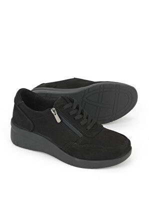 Ziya, Kadın Hakiki Deri Konfor Ayakkabı 153359Z218 Siyah