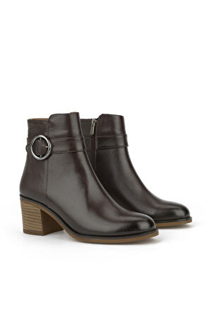 Ziya, Kadın Hakiki Deri Bot 1531020Z301 Kahve