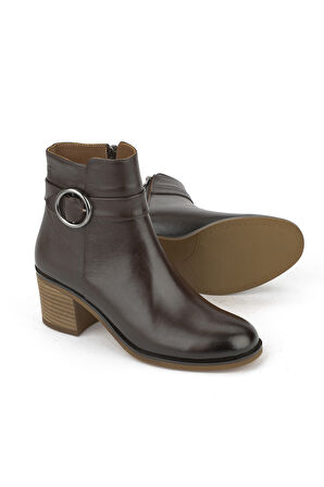 Ziya, Kadın Hakiki Deri Bot 1531020Z301 Kahve