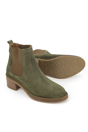 Ziya, Kadın Hakiki Deri Bot 1531020Z2325 Haki